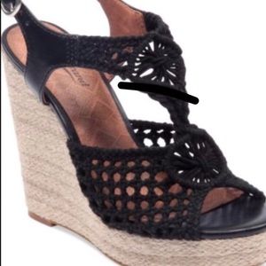Lucky Brand Black Macrame Wedges size 9